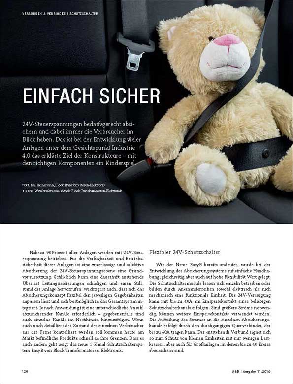 Titelbild Artikel über 24 V Schutzschalter in der A&D