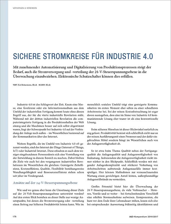 Titelbild Artikel über sichere Stromkreise für Industrie 4.0