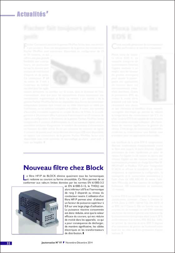 Titelbild Artikel über Harmonic Filter von BLOCK