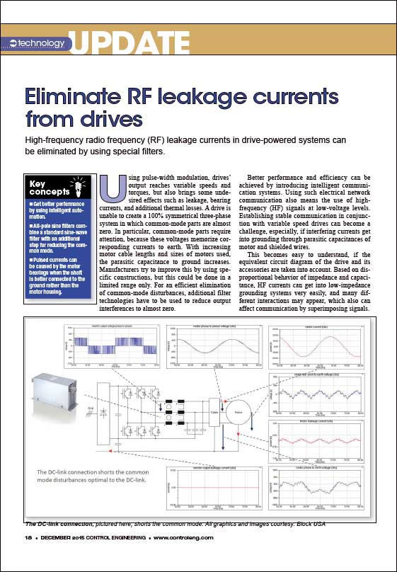 Titelbild Artikel über Eliminierung von hochfrequenten Ableitströmen in Antrieben in der Control Engineering