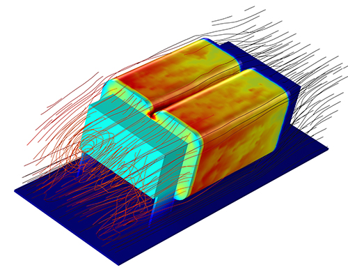Simulationsbild-FEM Abbildung Drossel-Testbild aus Simulationssoftware